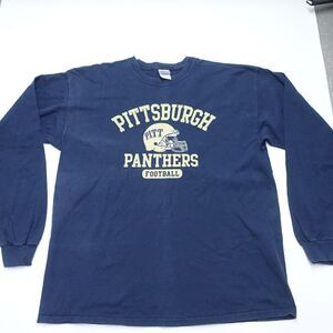 Gildan T-Shirt Men's XL Blue Pittsburgh Panthers Football 100% Cotton Crew Neck